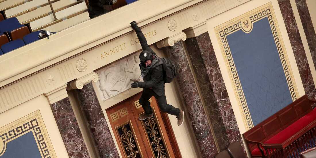 Rioter in the Senate Chamber